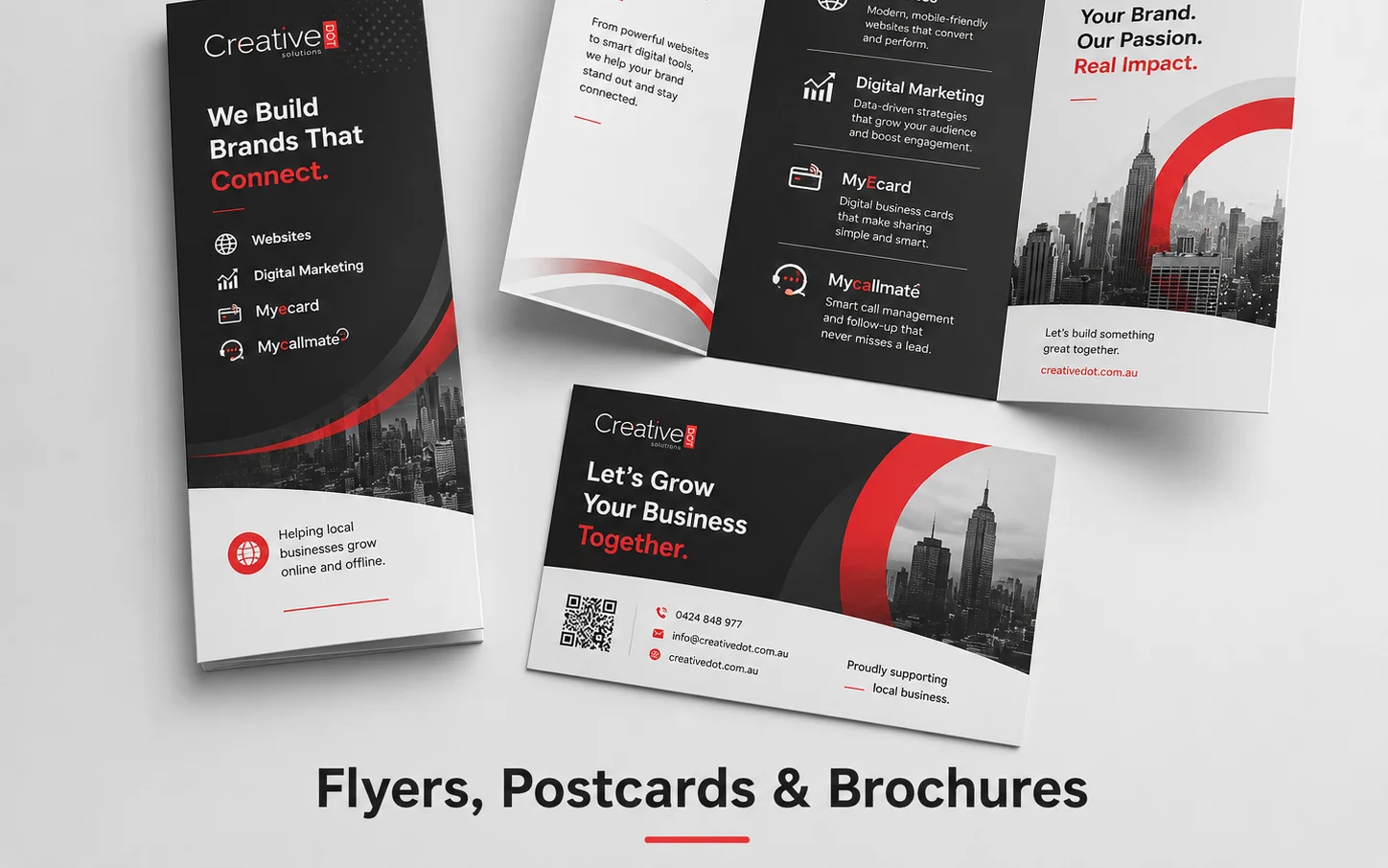 Printed flyers postcards and business brochures