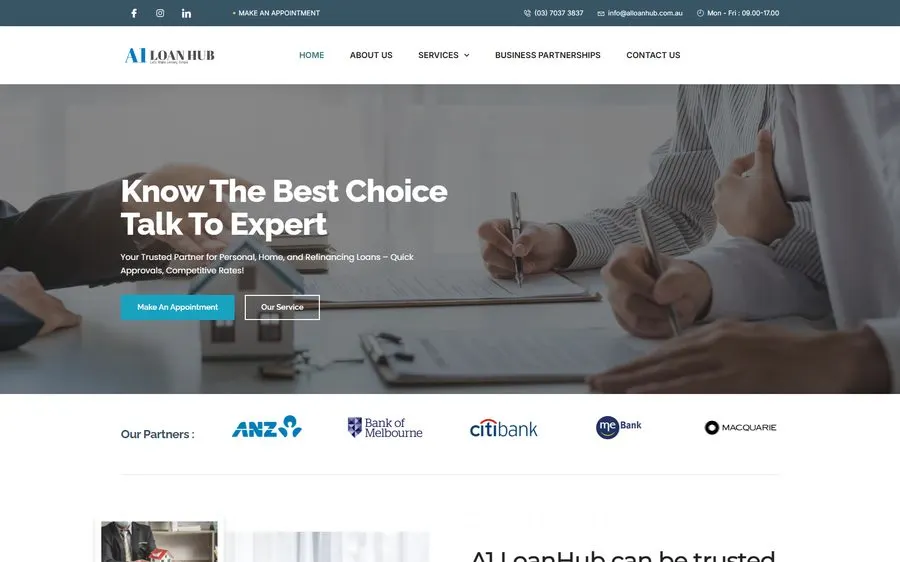A1 Loan Hub homepage screenshot